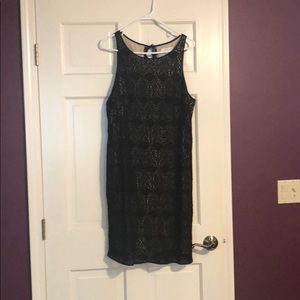 Loft Black lace dress with nude color lining. Sz14